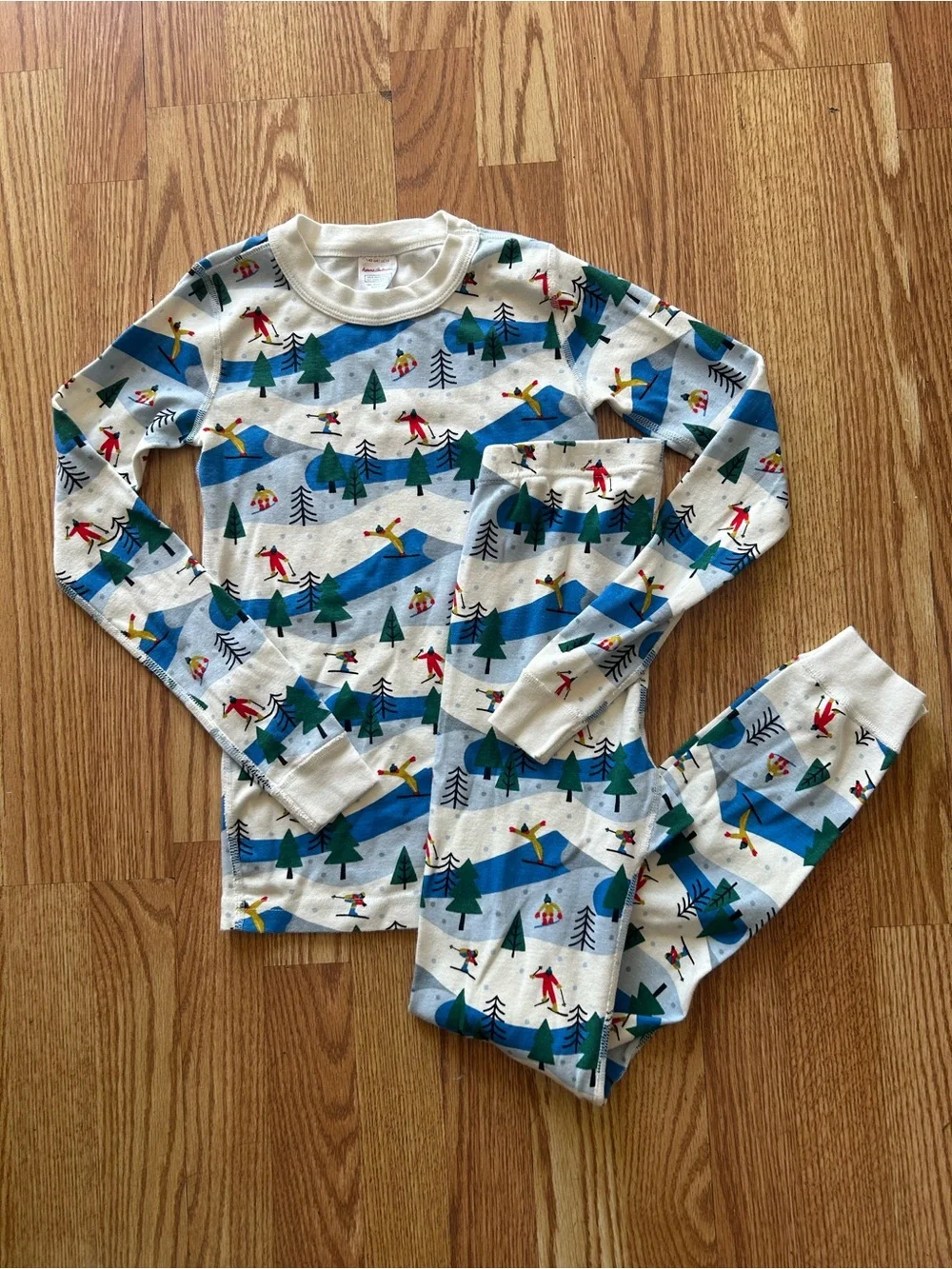 Hanna Andersson Kids Ski Print Long John Pajamas Size 140/US10